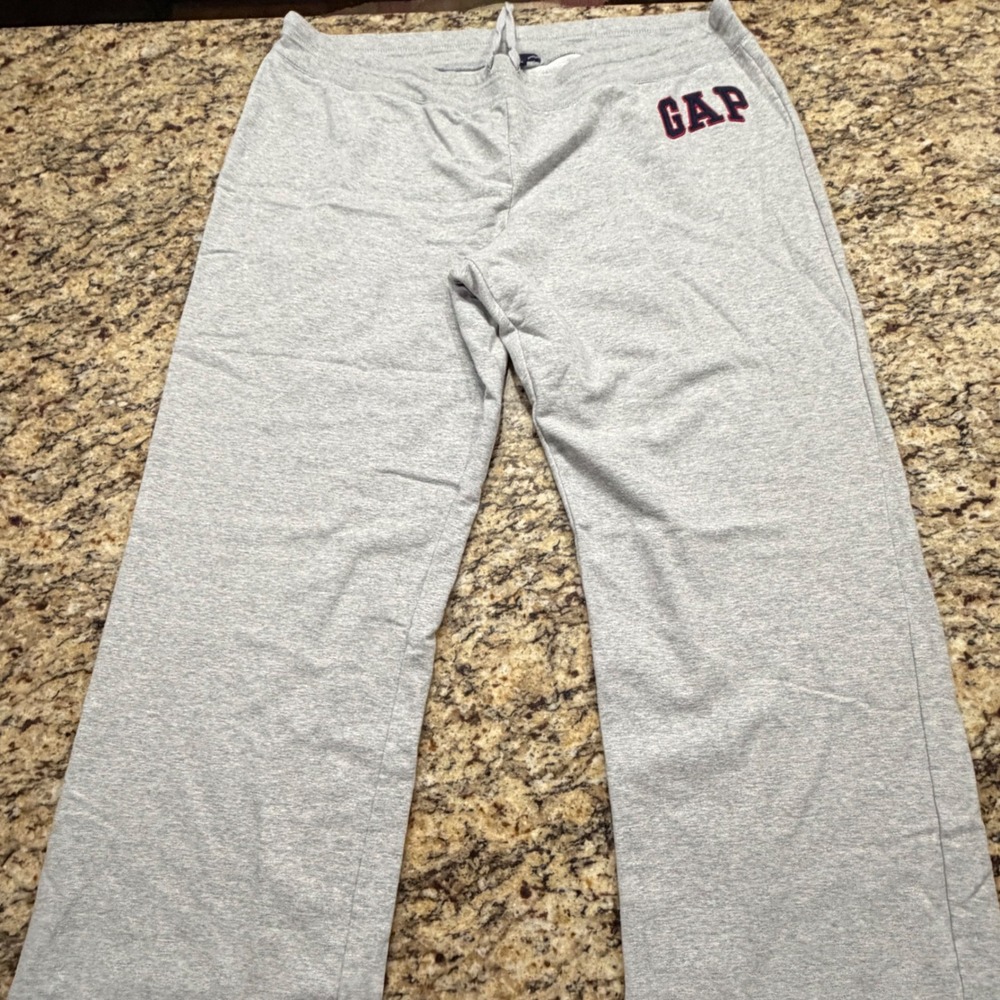 Gap Stretch Heather Gray Wide Leg Sweatpants XXL Logo Lounge Pants v
